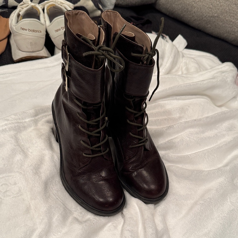 Nine West Chocolate Lace-Up Boots